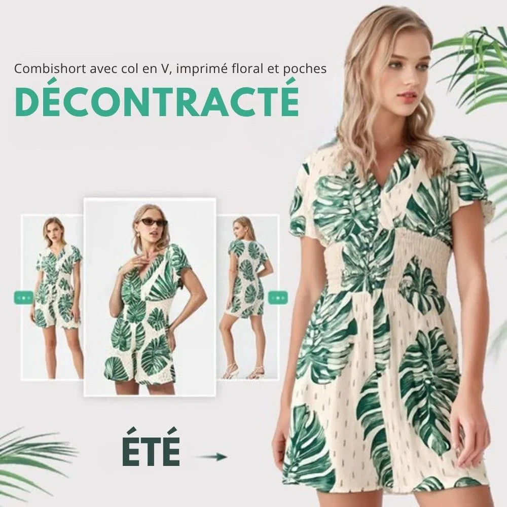 Combishort à imprimé floral