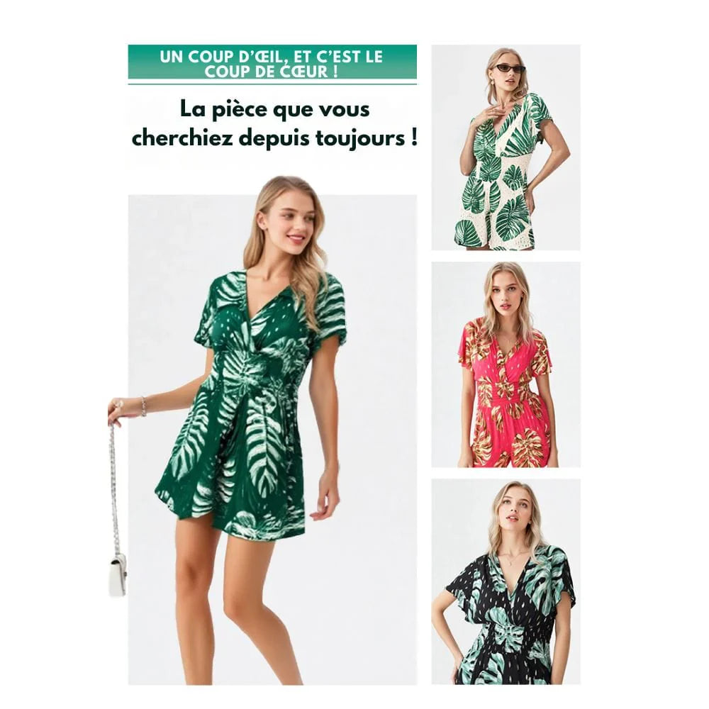 Combishort à imprimé floral